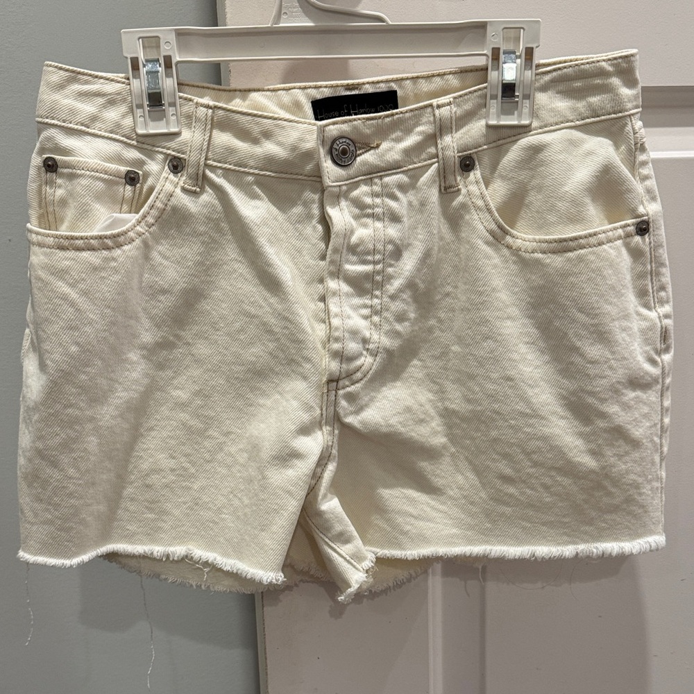 House of Harlow 1960 Cream Denim Shorts